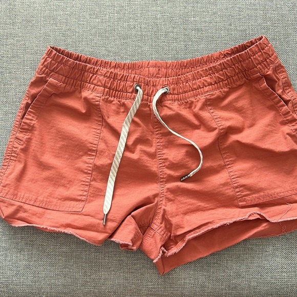 Vuori Orange Vintage Ripstop Shorts Drawstring Waist Organic Cotton Blend Size M - Picture 2 of 6